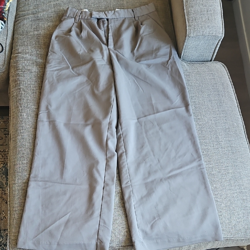 Gray Wide-Leg Trousers
